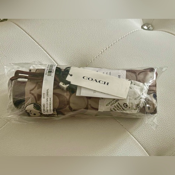 Coach NEW Coach X Peanuts Snoopy Print Brown Multi UV Protection Mini Umbrella - Picture 4 of 16